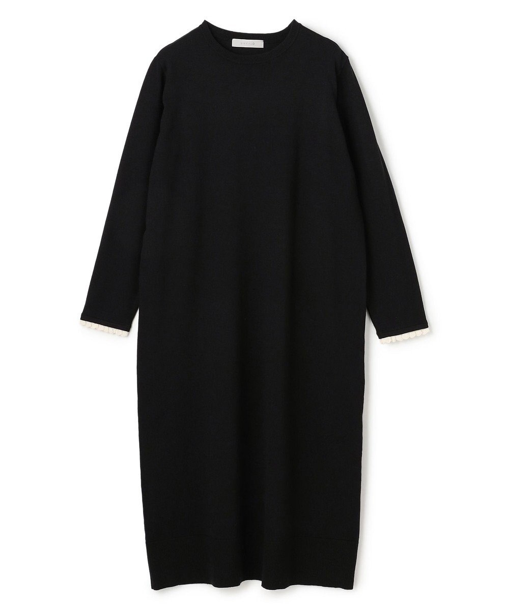 UNFILO L フリルトリミング ニットワンピース 