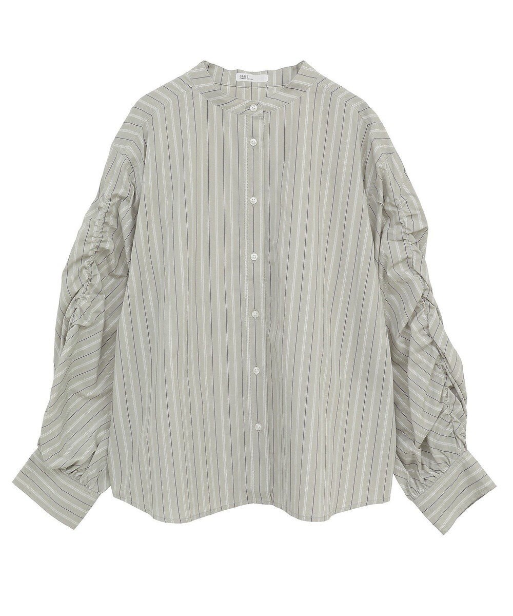 CRAFT STANDARD BOUTIQUE 袖シャーリングバンドカラーシャツ 
