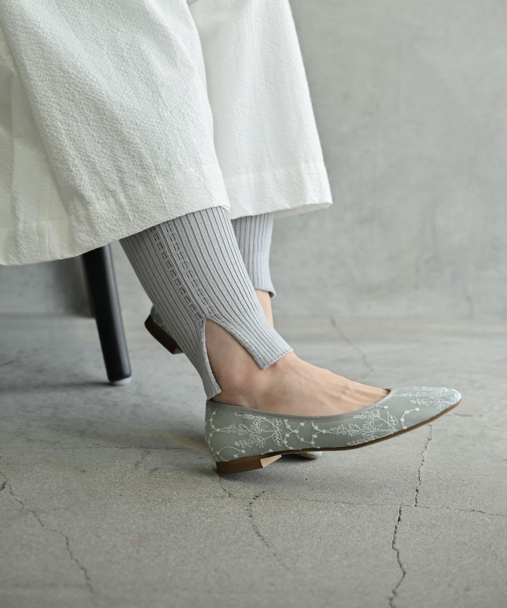 muuc 〈高品質シルクコットン強撚糸〉〈お家で洗えるニット〉〈涼しい着心地〉〈裾スリット〉〈2サイズ展開〉リブレギンス 