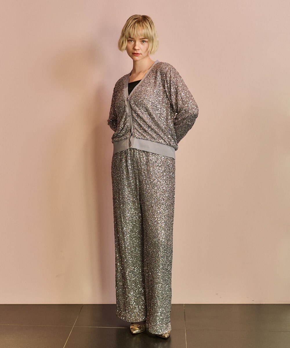 GRACE CONTINENTAL スパンコールニットパンツ 