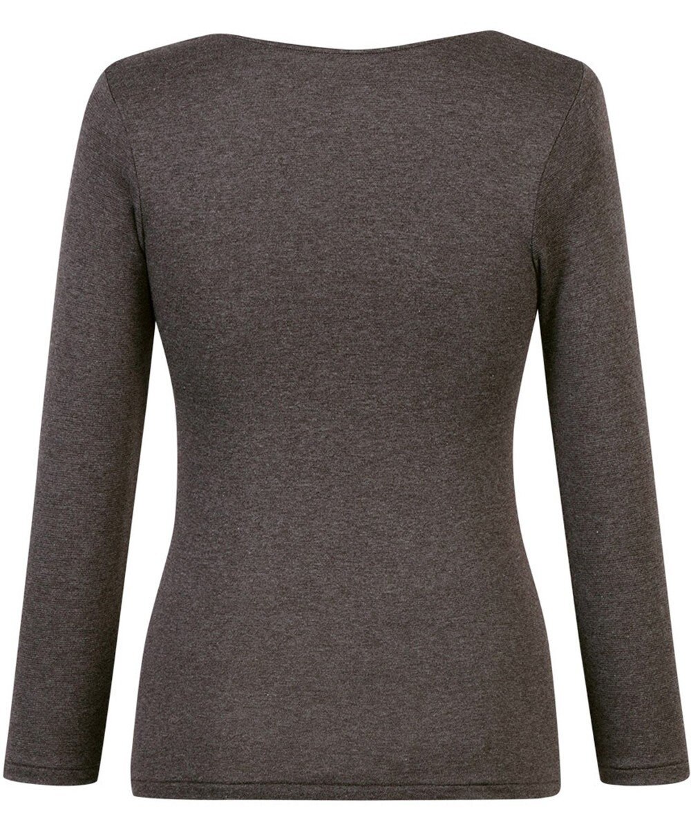 Wing あったかインナー 綿混 裏起毛 よく伸びる素材 【ラクのびサーモ】 8分袖 長袖 ネックせまめ 秋 冬 EL6913 ウイング／ワコール 