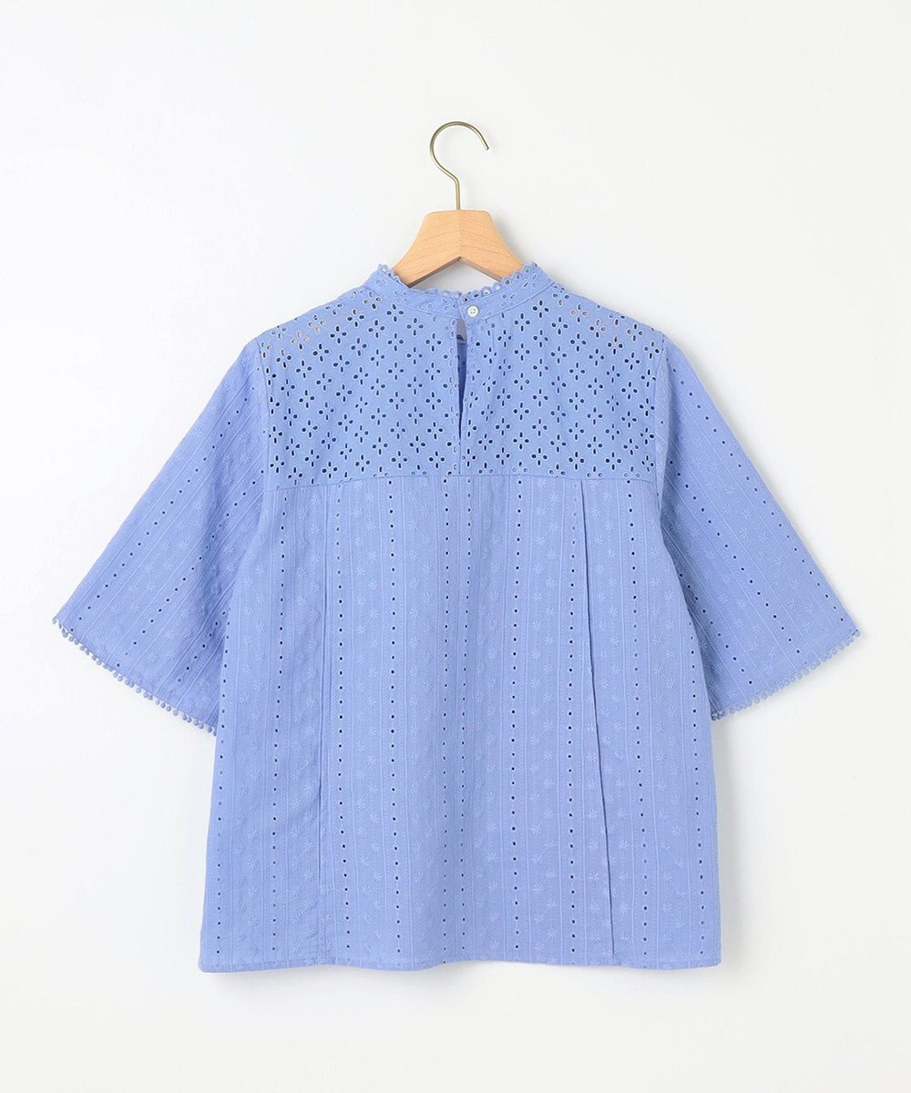 組曲 【WEB限定色あり】エンブロイダリーレース　ハイネック半袖ブラウス 