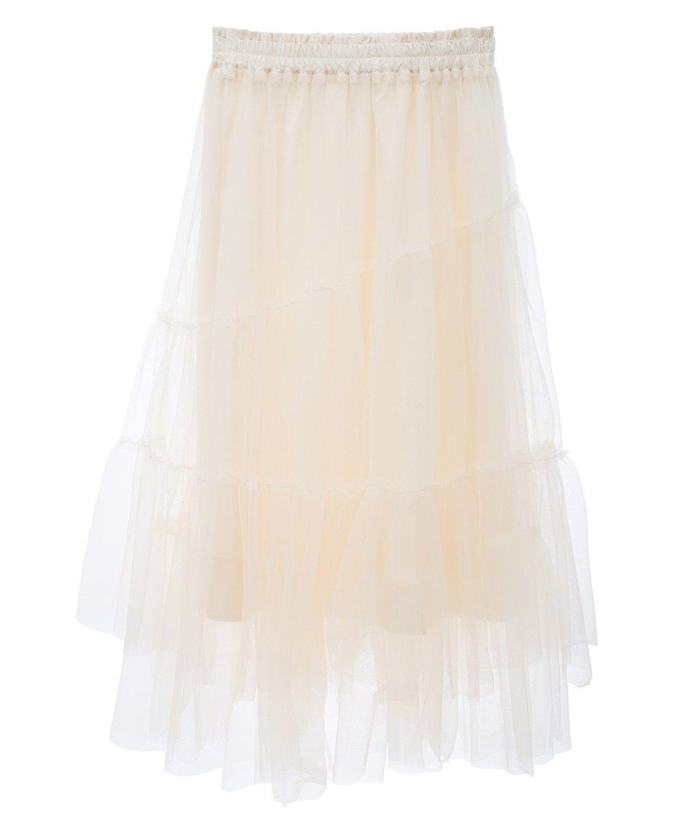 earth music&ecology イレギュラーヘム段々チュールスカート 