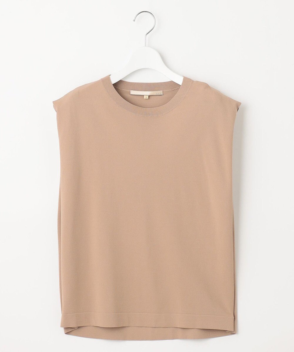 自由区 【洗える・XSサイズあり】クレープストレッチノースリーブ ニット 