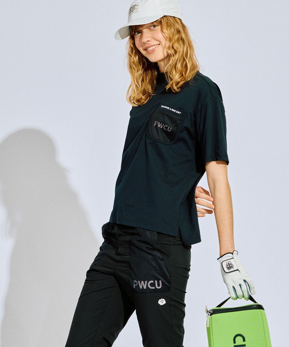 PW CIRCULUS 【吸水速乾 / UV遮蔽率99% UVカット / ストレッチ】【WOMEN】メッシュポケットモックネックT ゴルフウェア レディース 