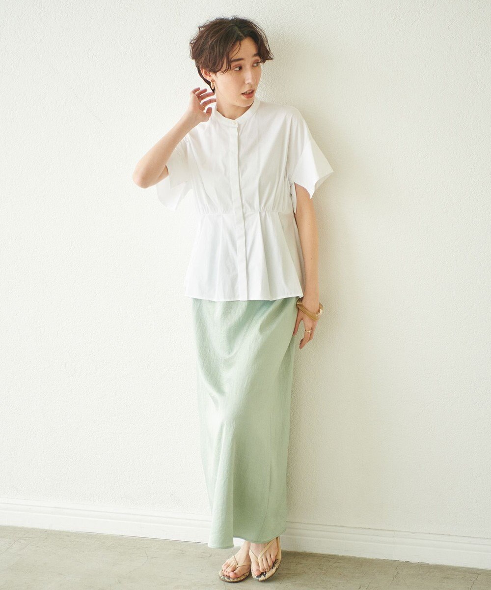 #Newans 【ANSWER for シンプルベーシック】スリットスリーブペプラムブラウス 