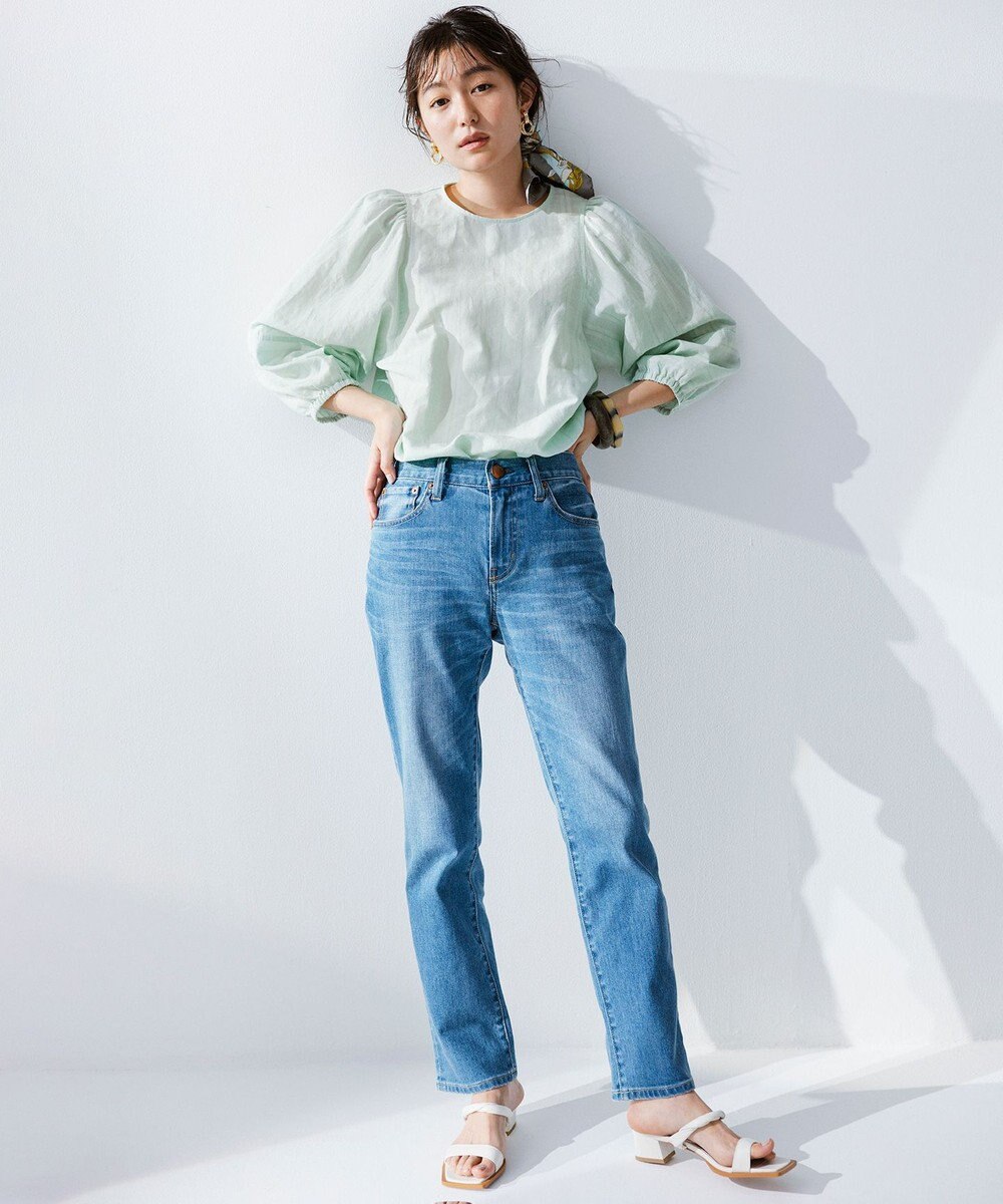 23区 S 【洗える】カラミストライプ パフスリーブ ブラウス 