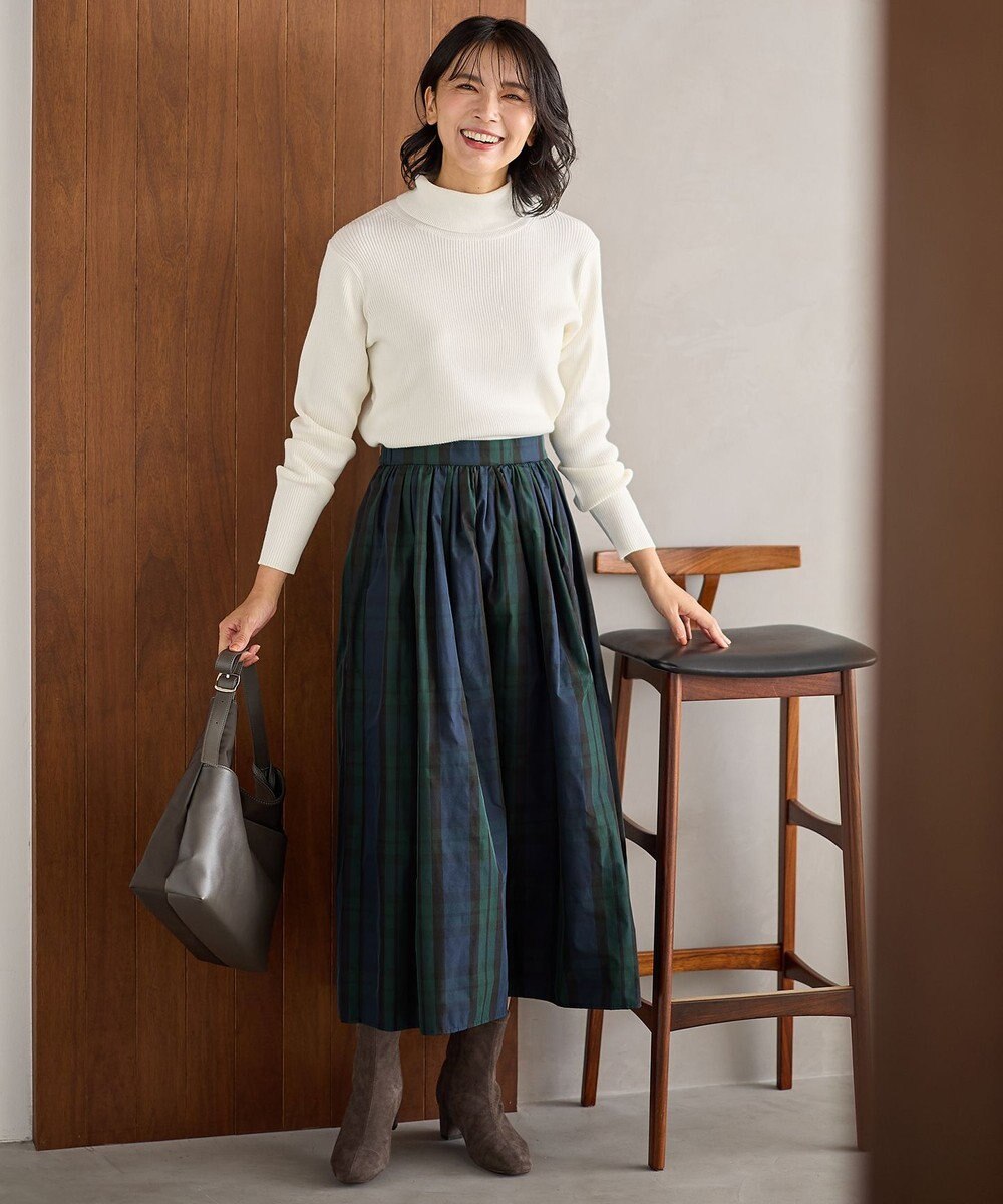 ANY 【ウエストゴム】ビックチェックタフタスカート 