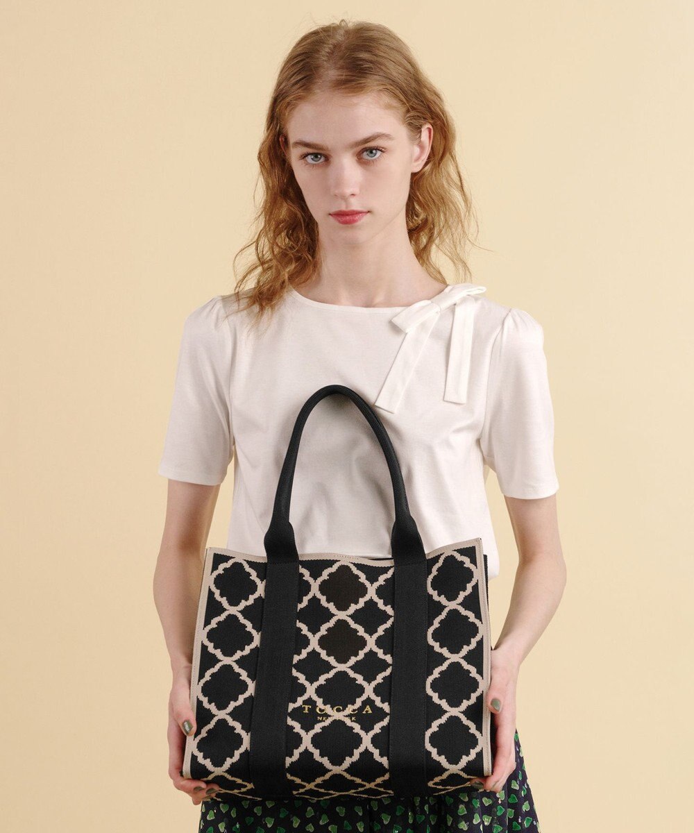 TOCCA 【大人百花掲載】【A4サイズ対応】CHECKER CLOVER KNITBAG ニットバッグ 