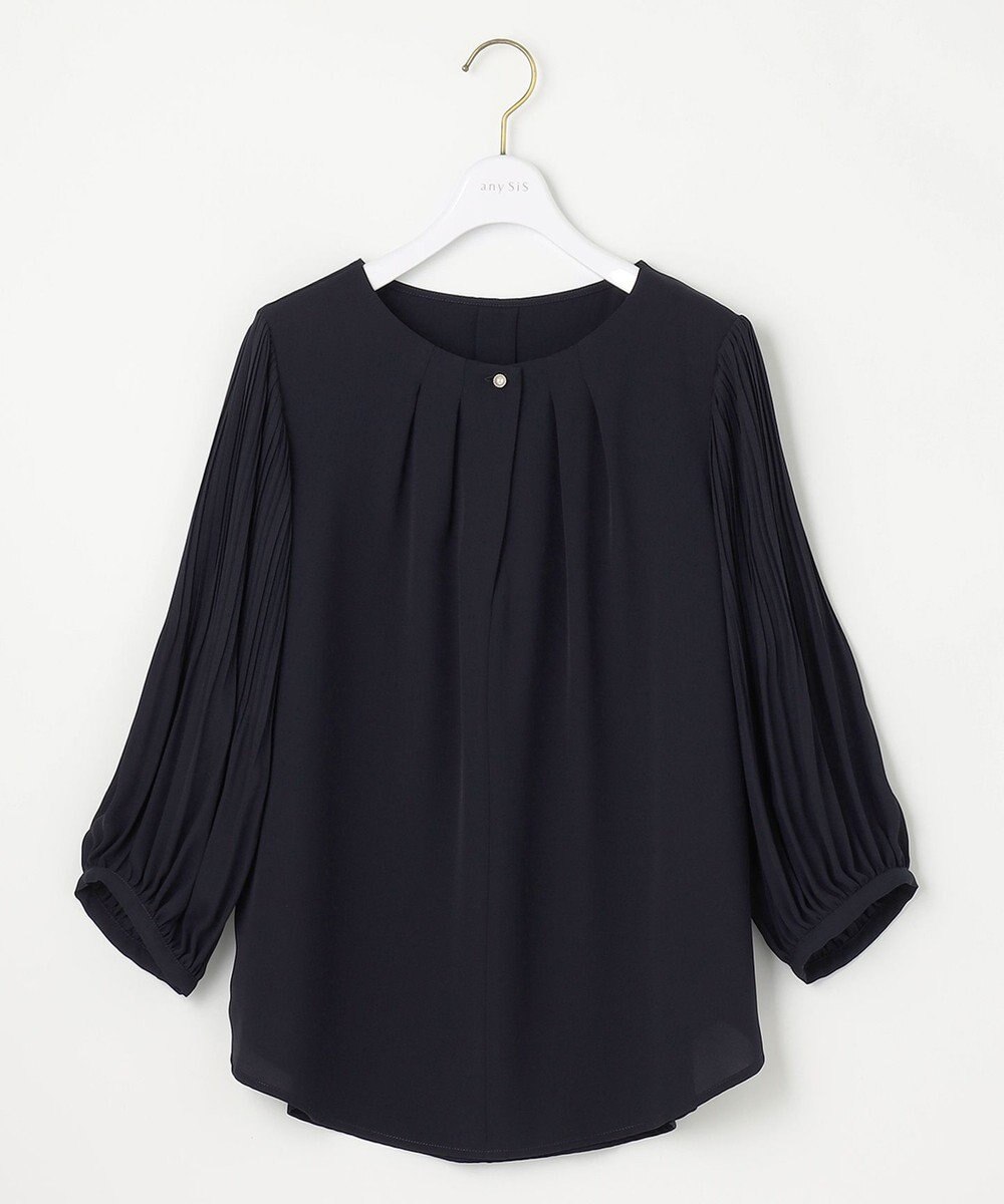 ANY SIS L 【洗える】プリーツスリーブ ブラウス 