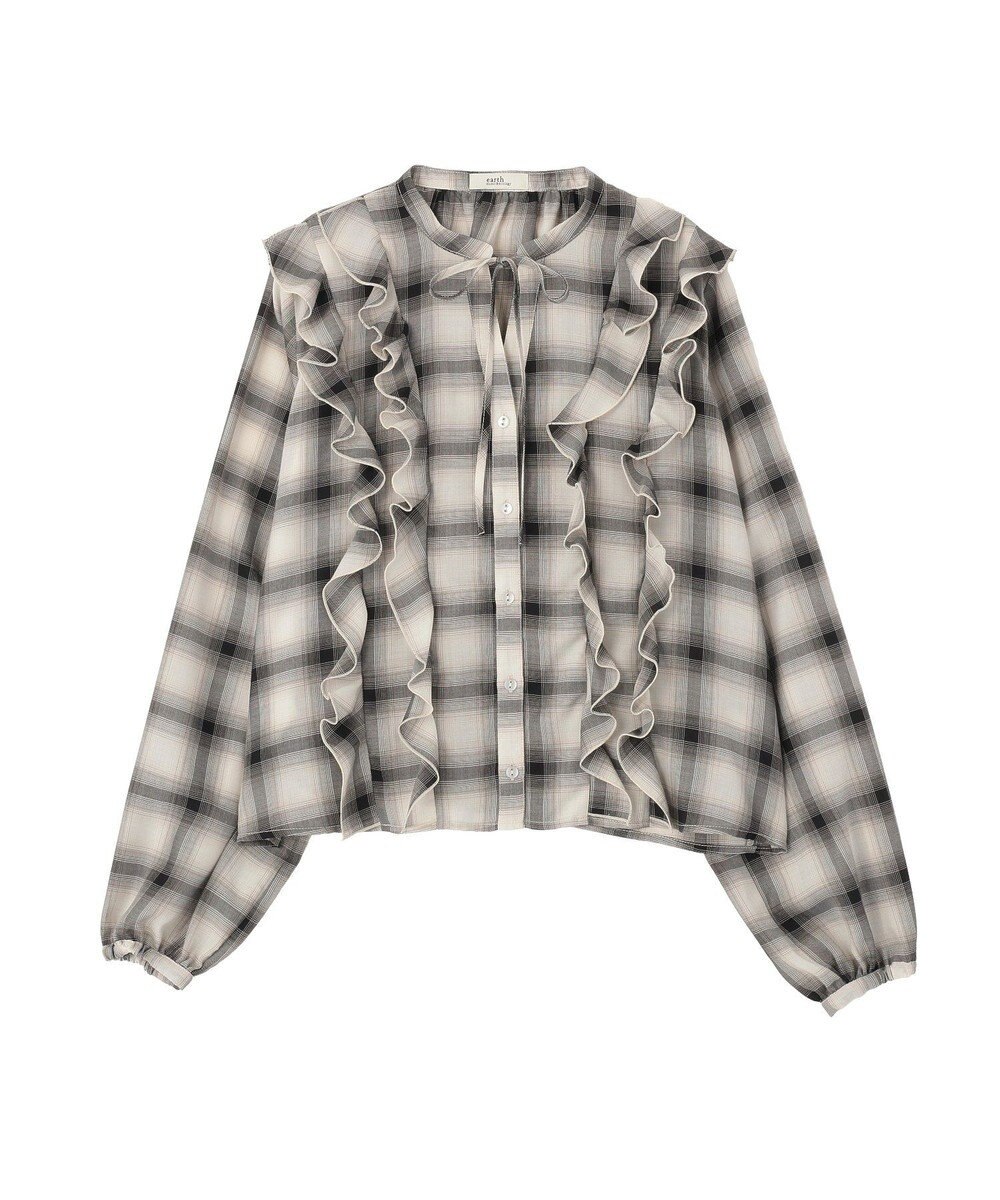 earth music&ecology フリルリボンブラウス 