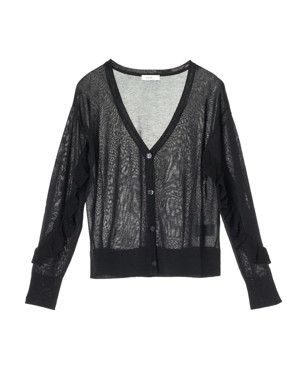 earth music&ecology 袖フリルシアーカーディガン 