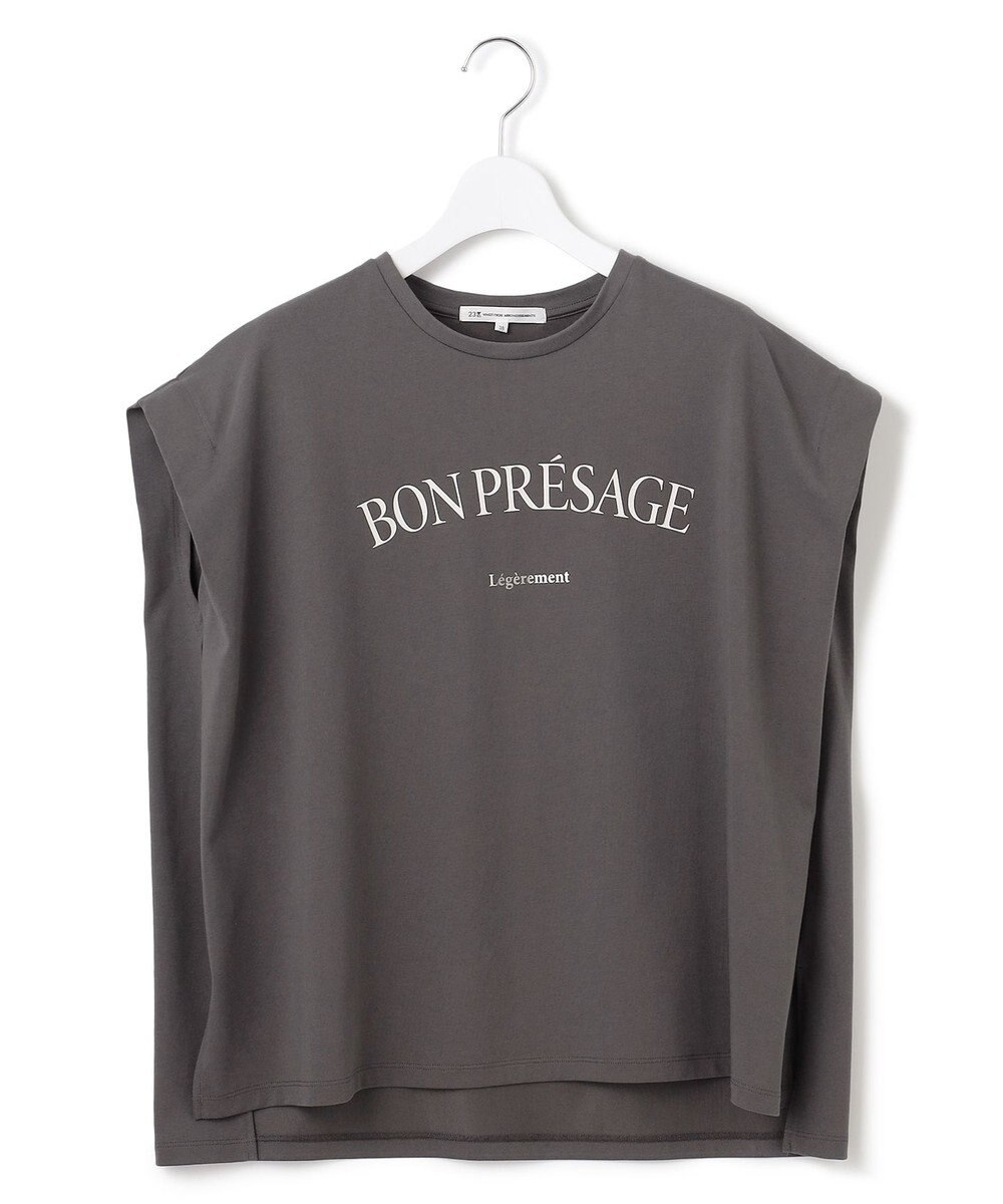 23区 L 【接触冷感/洗える】BON-PRESAGE ロゴ フレンチスリーブ Tシャツ 