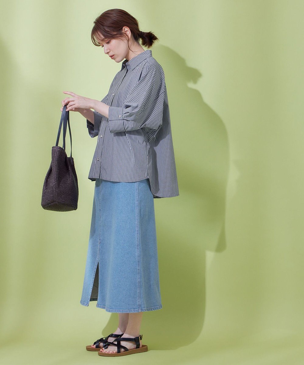 ANY 【洗濯機可能/ストレッチ】フロントスリットデニムスカート 