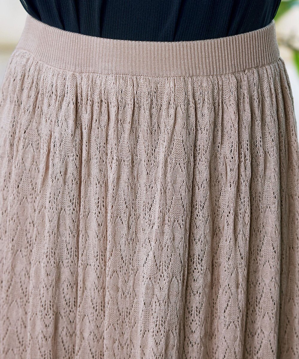 Tiaclasse L クロシェ編み配色ニットスカート 