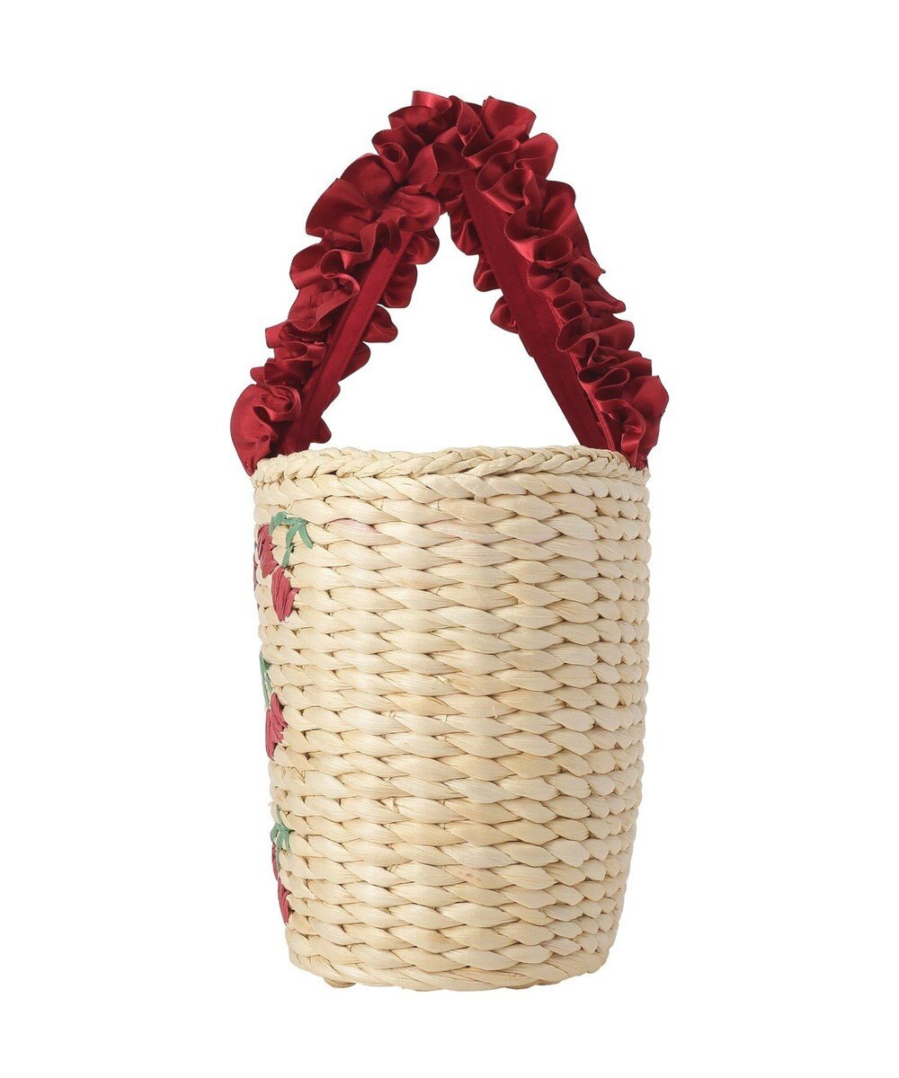 Maison de FLEUR チェリー刺繍メイズカゴバッグ 