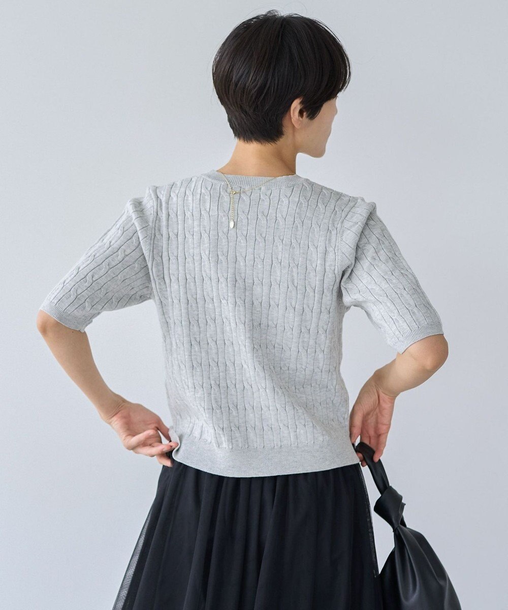 AMERICAN HOLIC ケーブル５分袖ニットプルオーバー 