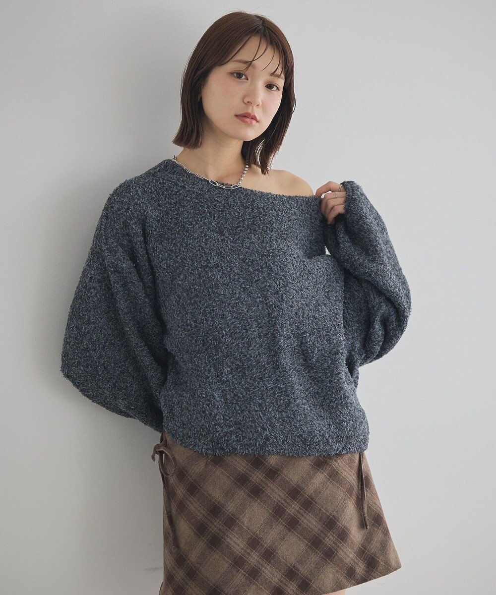 earth music&ecology オフショルフェザーニットプルオーバー 