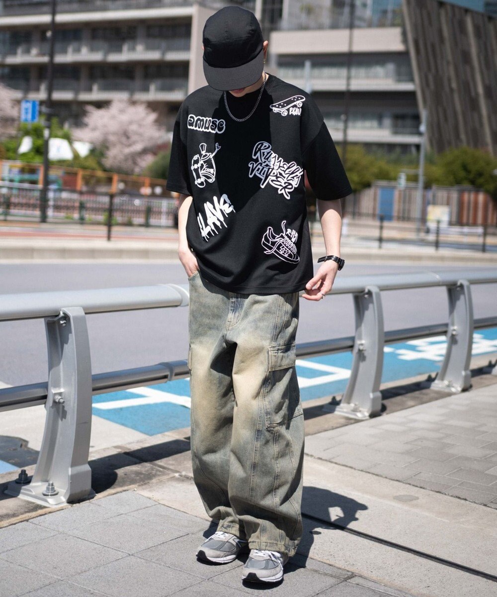 WEGO アクセ付きラフガキグラフィックT（SS） 