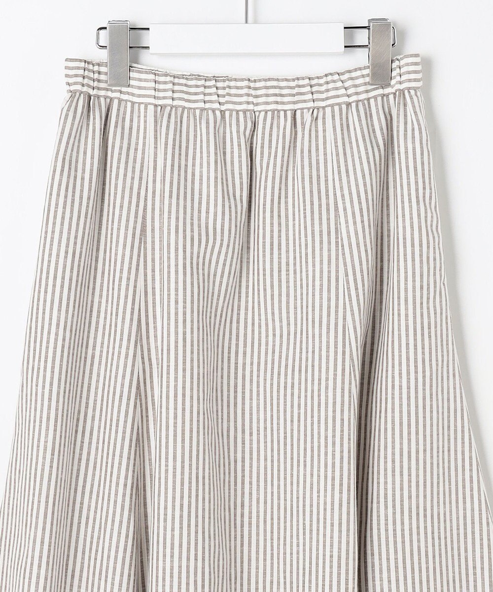 J.PRESS LADIES L リネンMIX ストライプ フレア スカート 