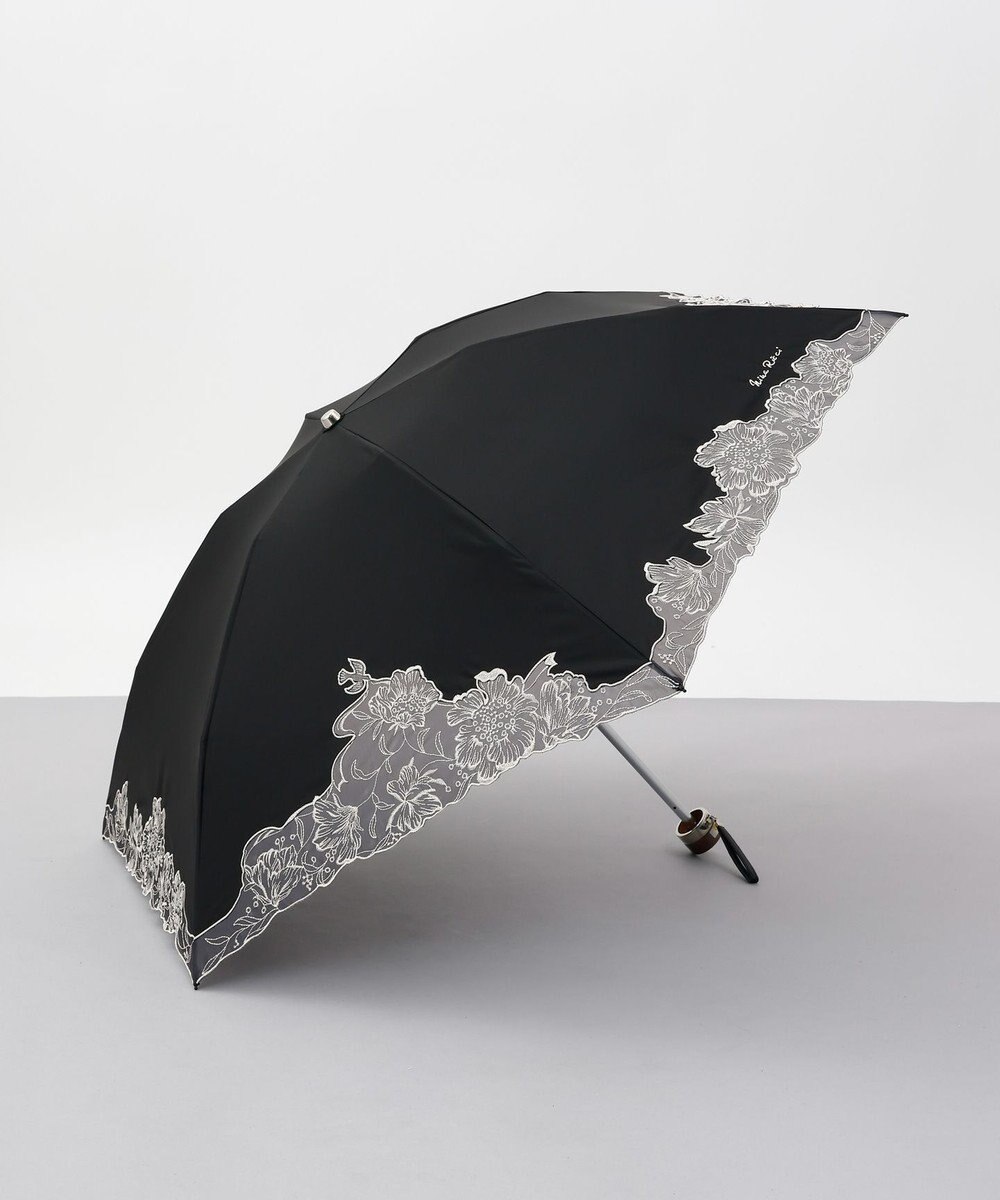 AURORA NINA RICCI （ニナリッチ)  刺しゅうオーガンジー掛け合わせ　晴雨兼用パラソル（折り畳み・ミニ傘） 
