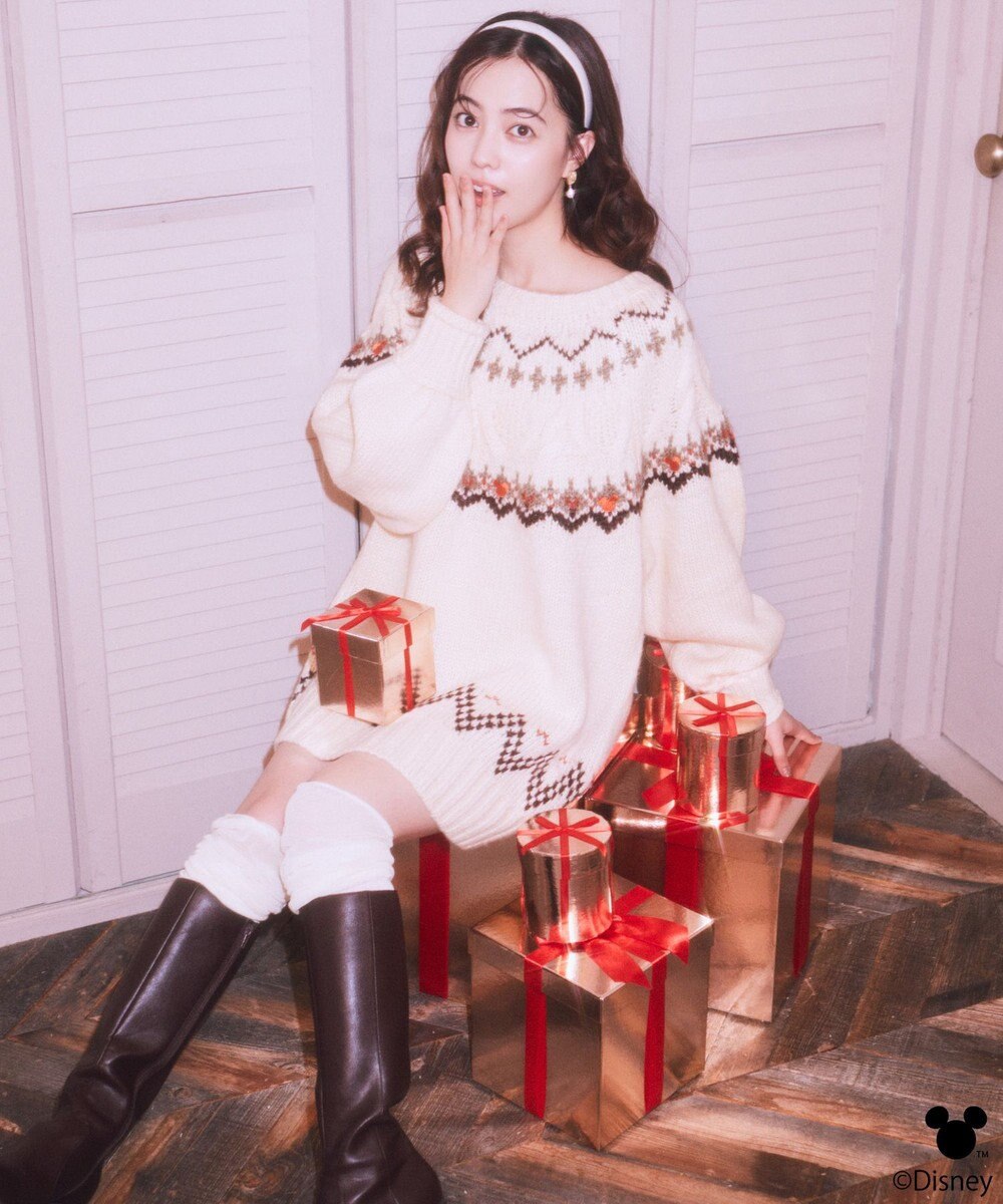 earth music&ecology 【予約】Disney/ミッキー刺繍ノルディックニットチュニック 