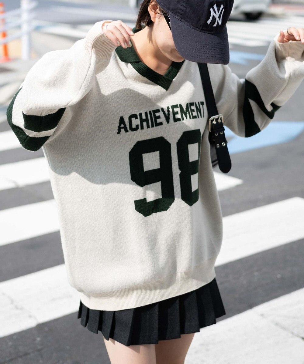 WEGO ナンバリングジャガードニット 