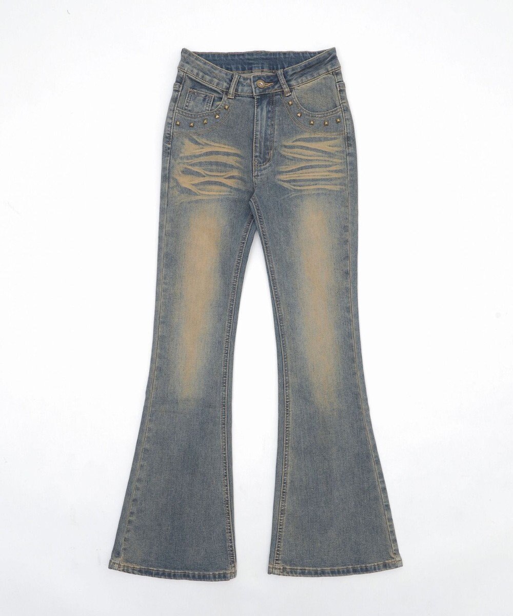 WEGO ブラストスタッズフレアデニム 