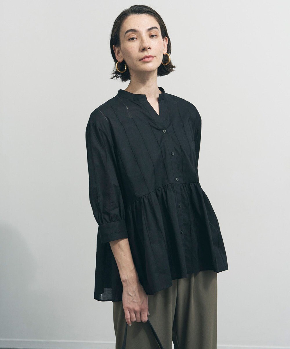 UNFILO ペプラム ギャザーブラウス 