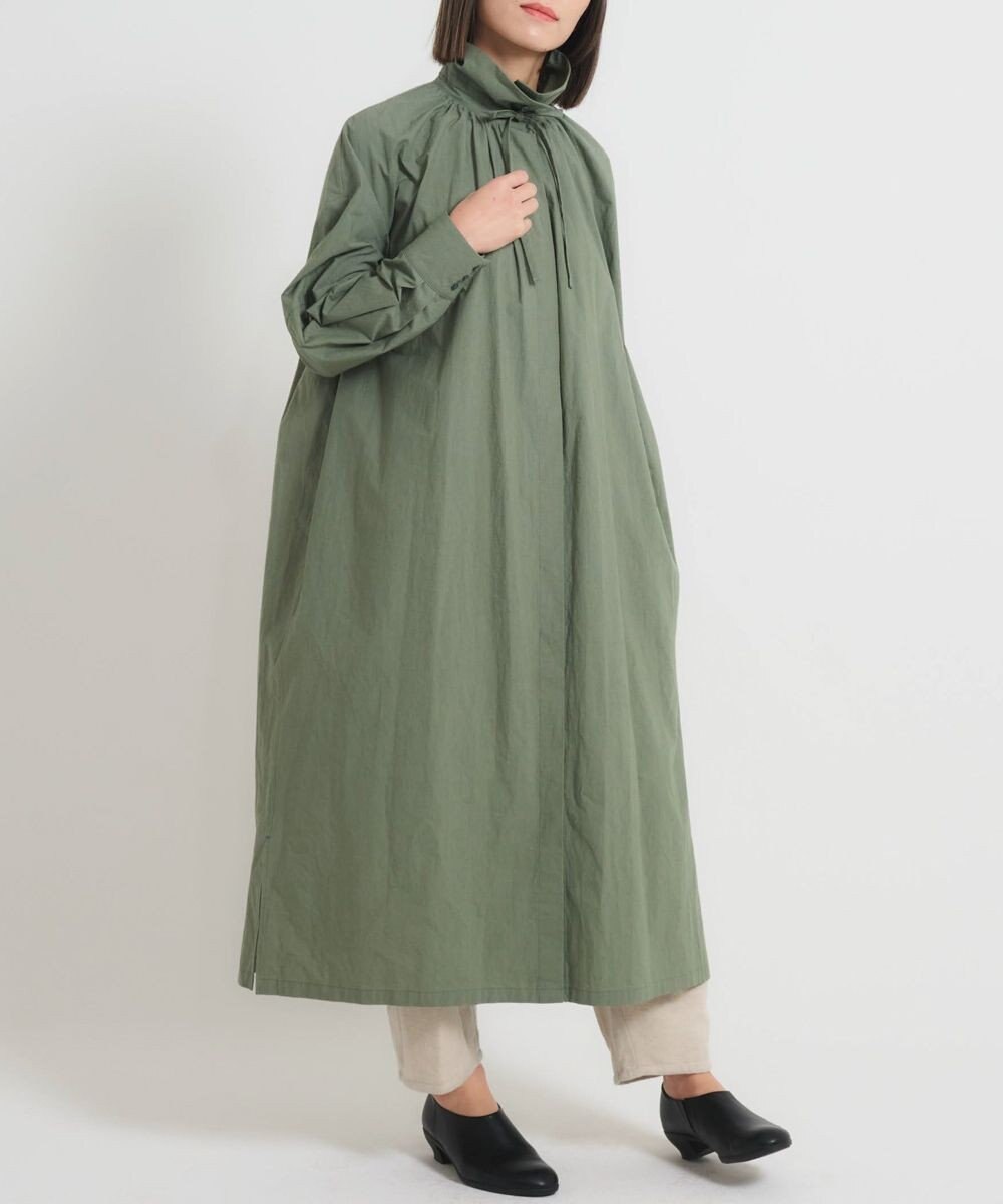 muuc 〈遠州織物〉リボン紐付き多様衿 シャツワンピース〈タートルネック＆開襟〉〈コットン羽織り〉 