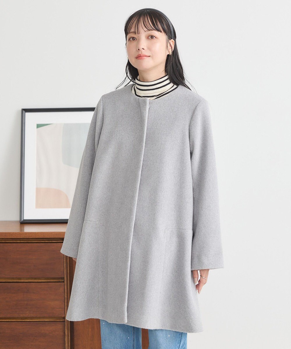 earth music&ecology ファーカフスノーカラーコート 