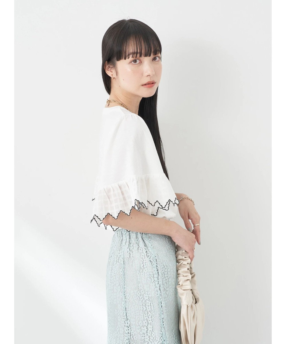 earth music&ecology 配色スカラップスリーブＴＥＥ 