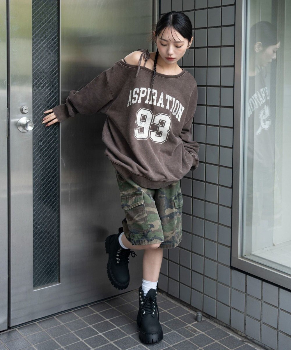 WEGO 【25年秋冬新作】2WAYグラフィックワンショルBIGスウェット 