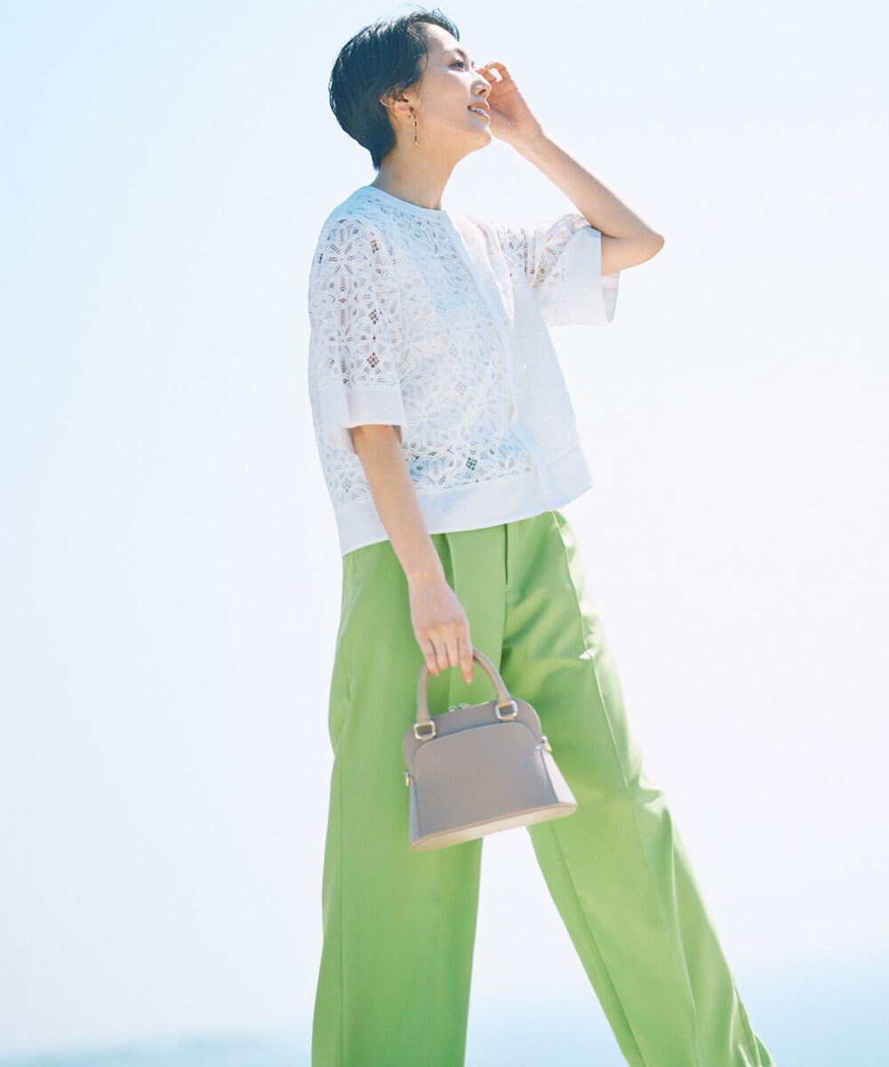 自由区 【カタログ掲載・洗える】フラワータイルレース ブラウス 