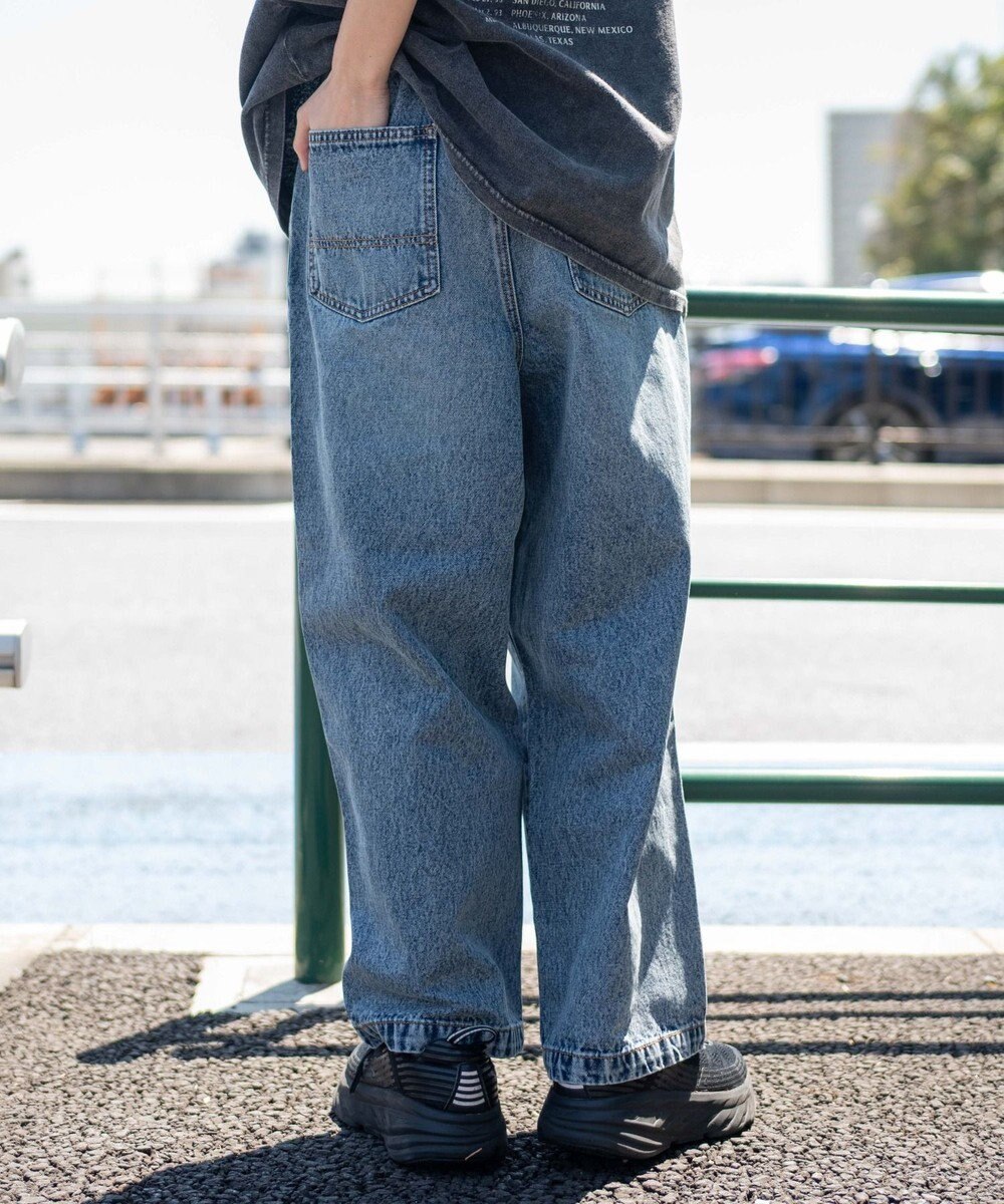 WEGO 【ユニセックス着用ITEM/SMLサイズ展開】ルーズテーパードデニムパンツ 