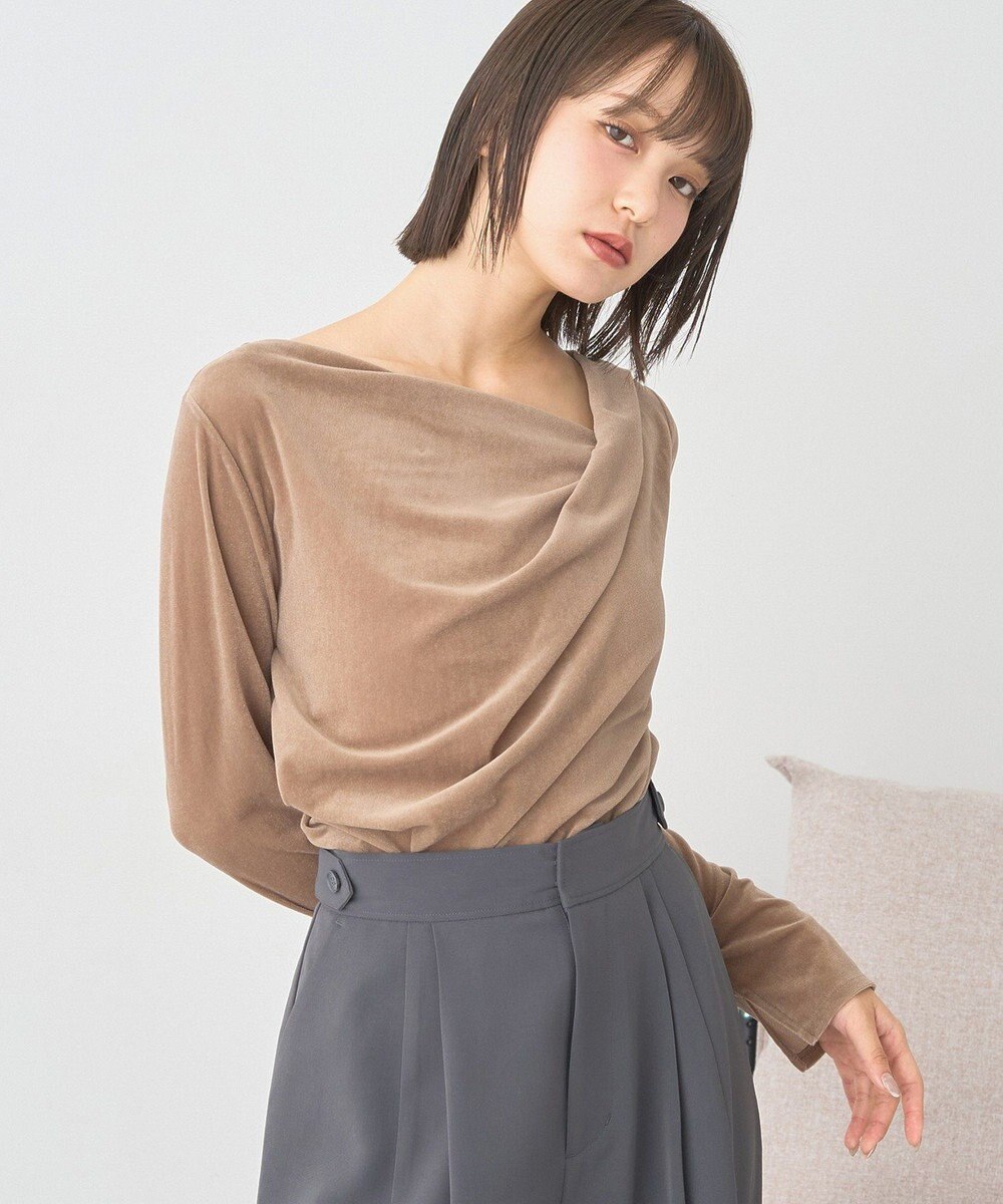 earth music&ecology シアーベロアドレープネックプルオーバー 