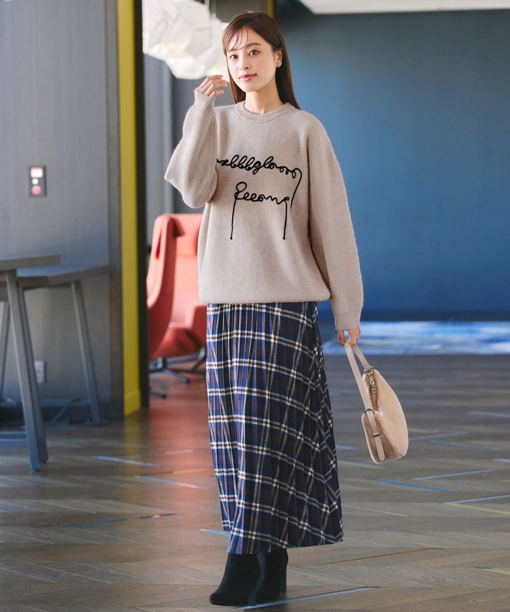 Tiaclasse 【洗える】テープ刺繍ロゴニットトップス 