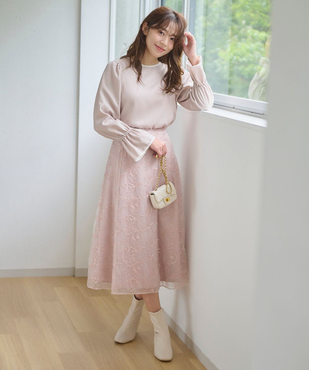 Feroux 【洗える】バイカラー ブラウス 