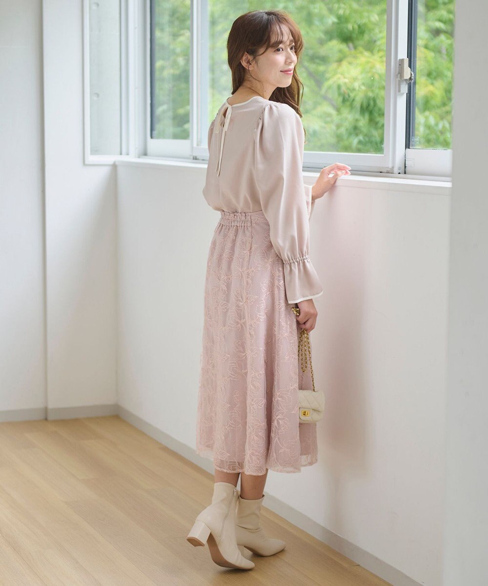 Feroux 【洗える】バイカラー ブラウス 