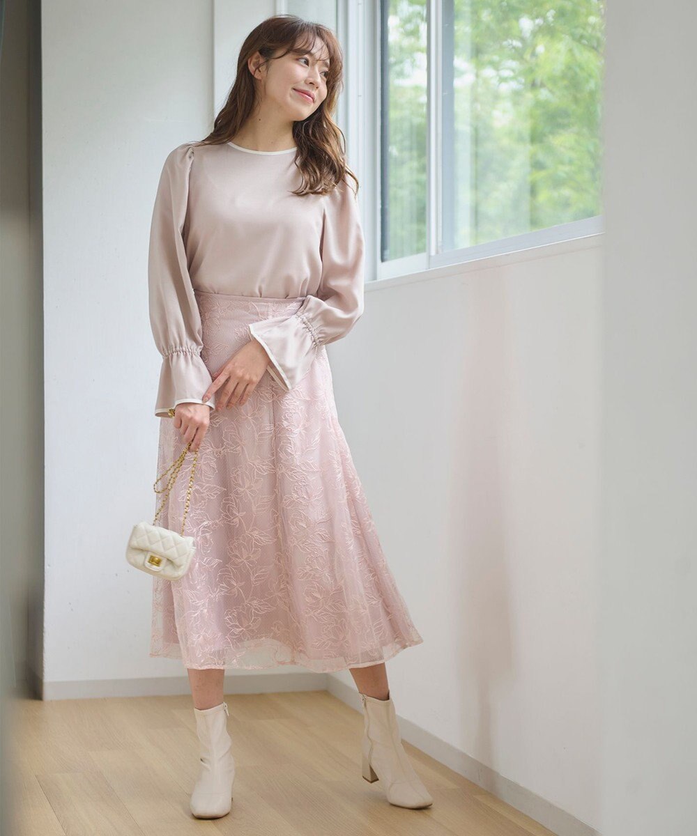 Feroux 【洗える】バイカラー ブラウス 