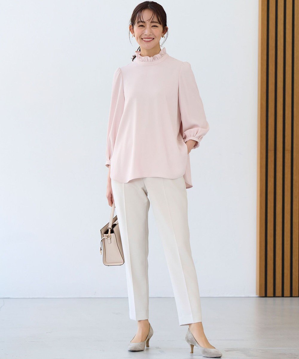 組曲 L 【KUMIKYOKU NAVY】コンフォータブルドレープ フリルテーパードパンツ 