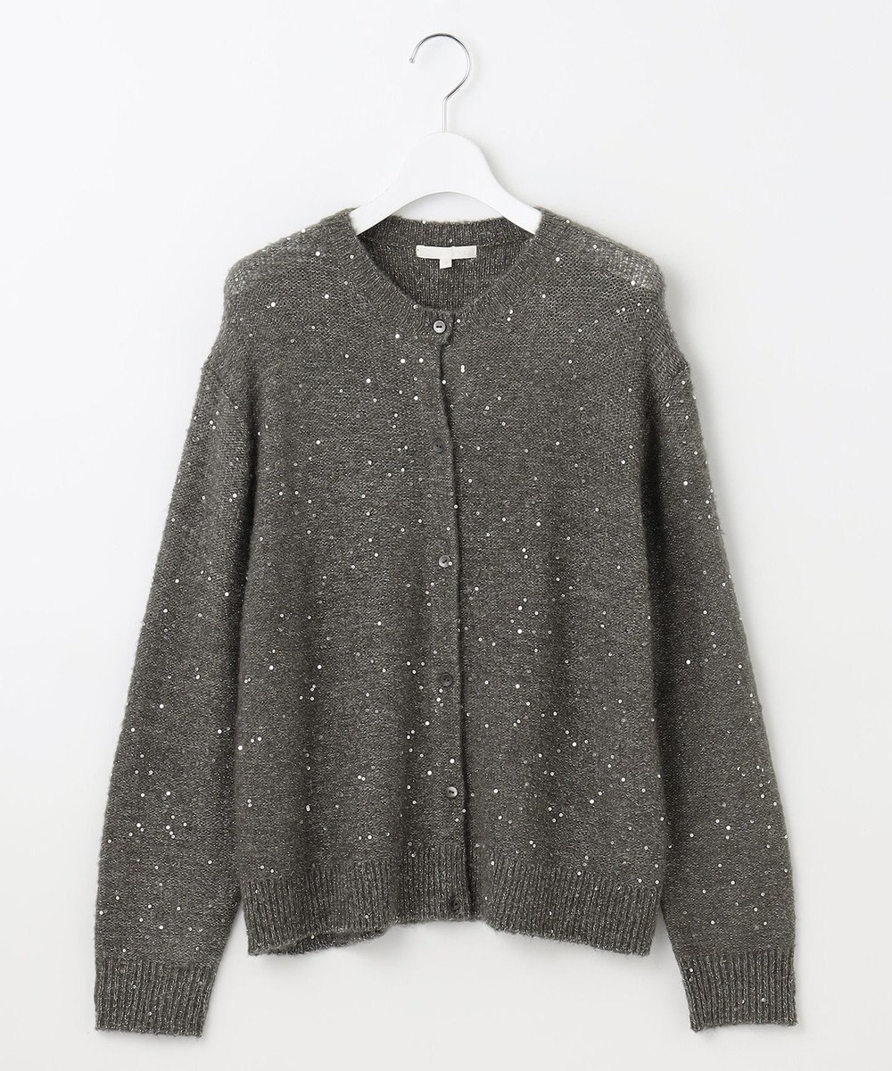 自由区 L 【アンサンブル対応・洗える】スパンコールニット カーディガン 