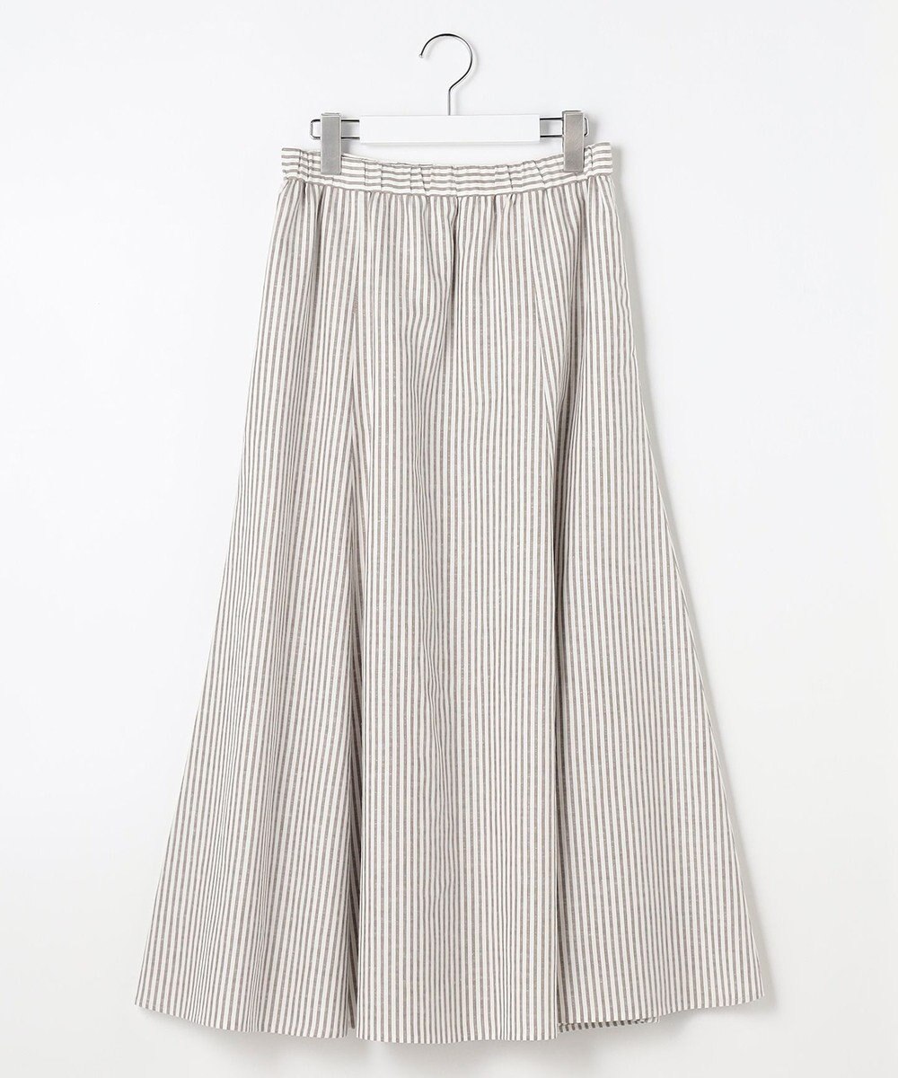 J.PRESS LADIES L リネンMIX ストライプ フレア スカート 