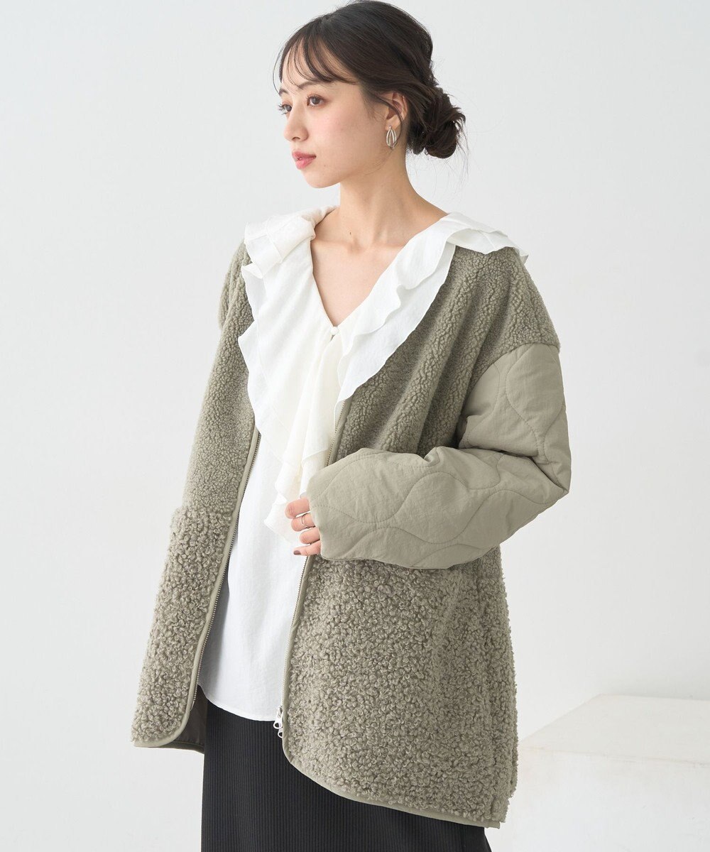 earth music&ecology ボアキルトミドルコート 