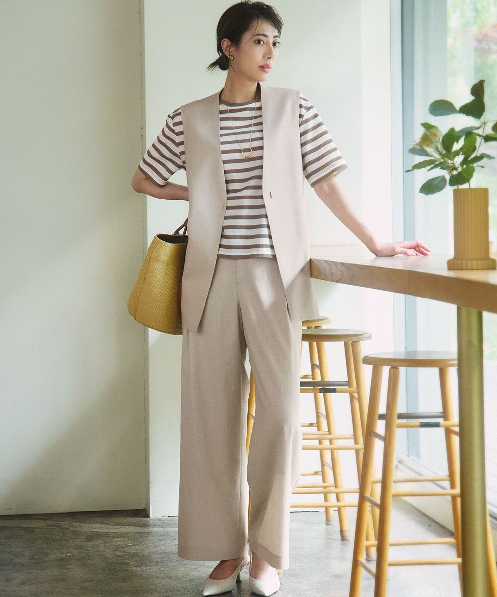 23区 【洗える】シアーフライスボーダー Tシャツ 