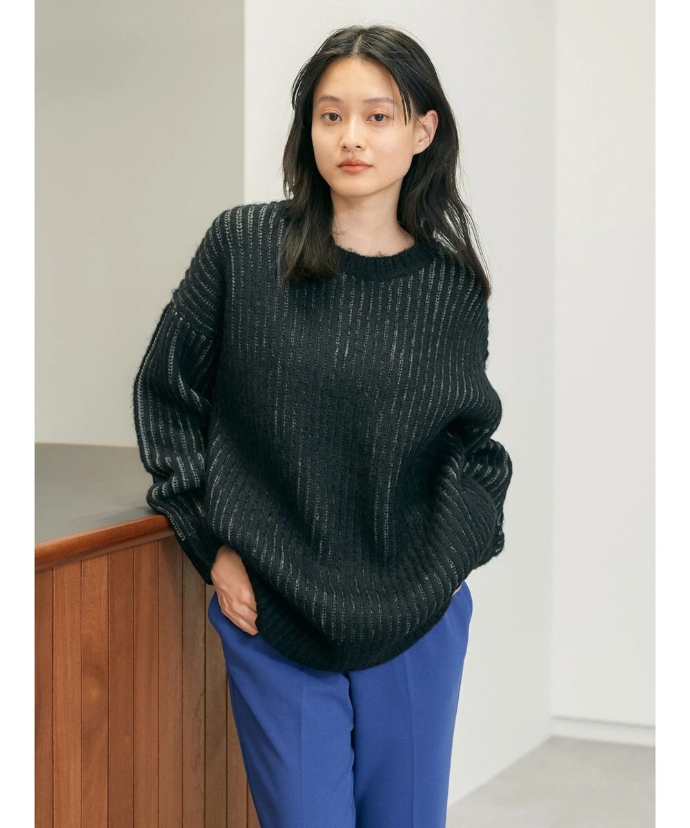 AMERICAN HOLIC バイカラー片畦ニットチュニック 