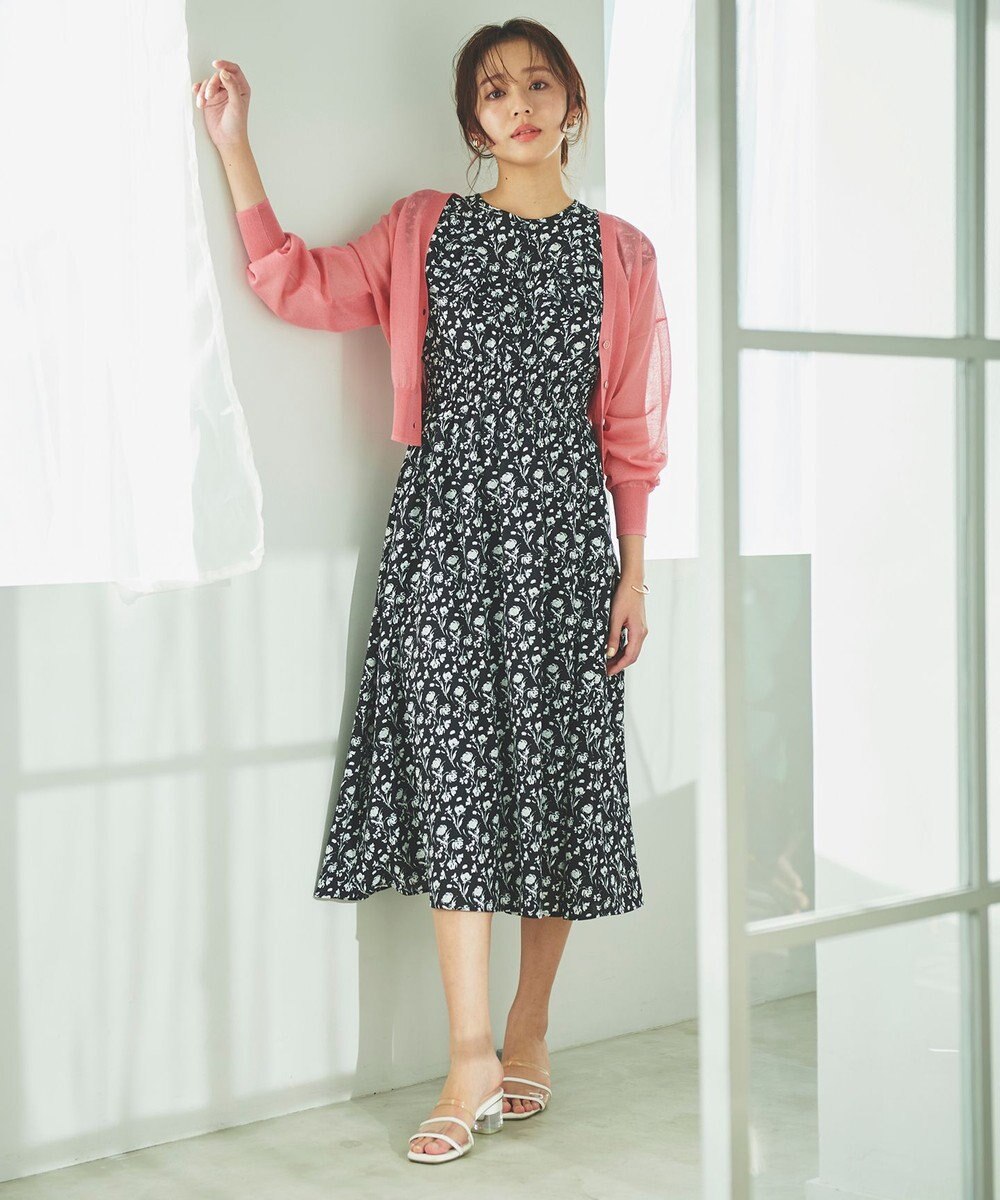 Feroux 【洗える】Vネックシアー カーデ 