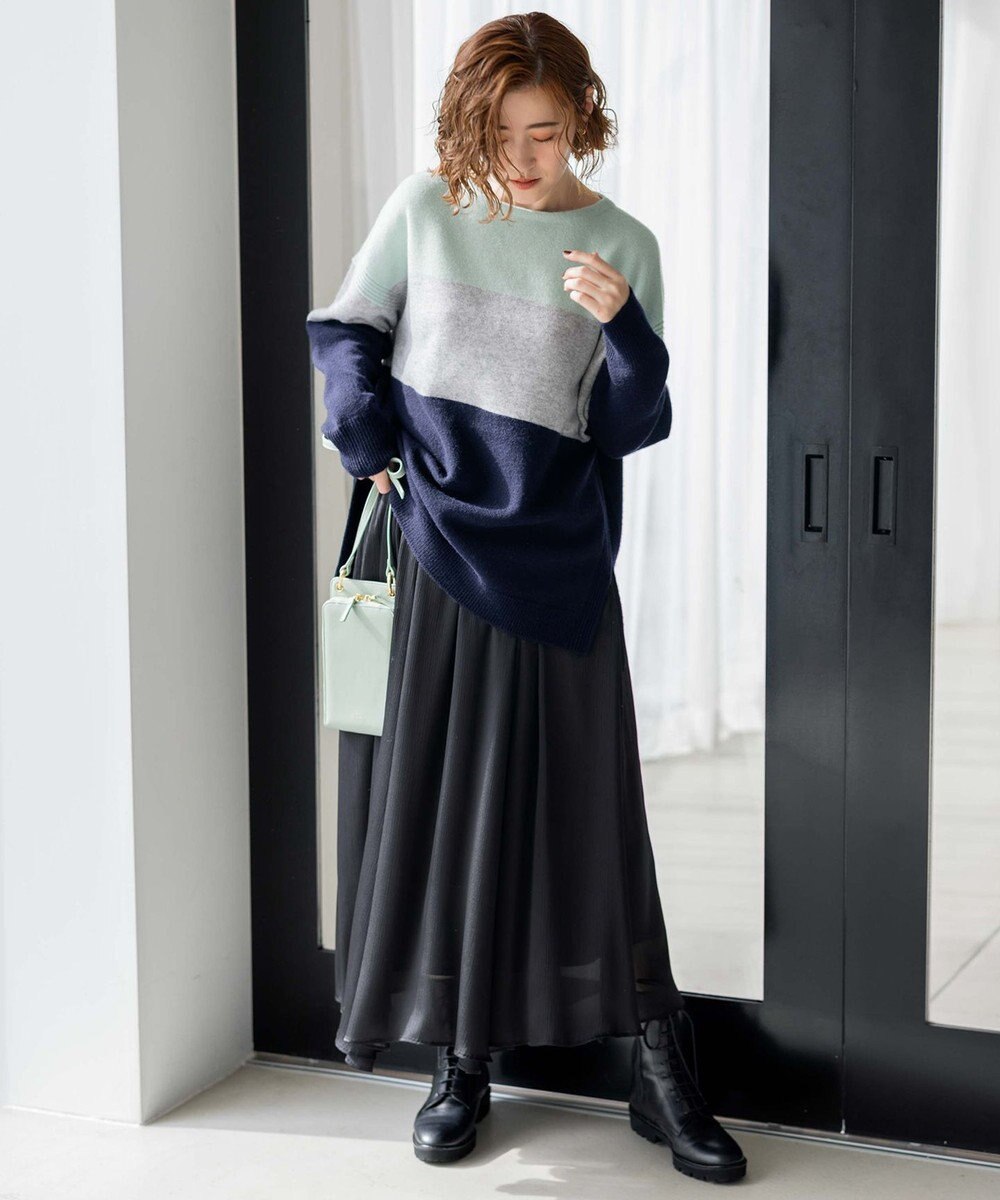 23区 【一部店舗限定/洗える】クレープシフォン フレア スカート 