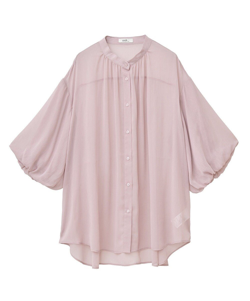 earth music&ecology バルーンスリーブシアーシャツ 
