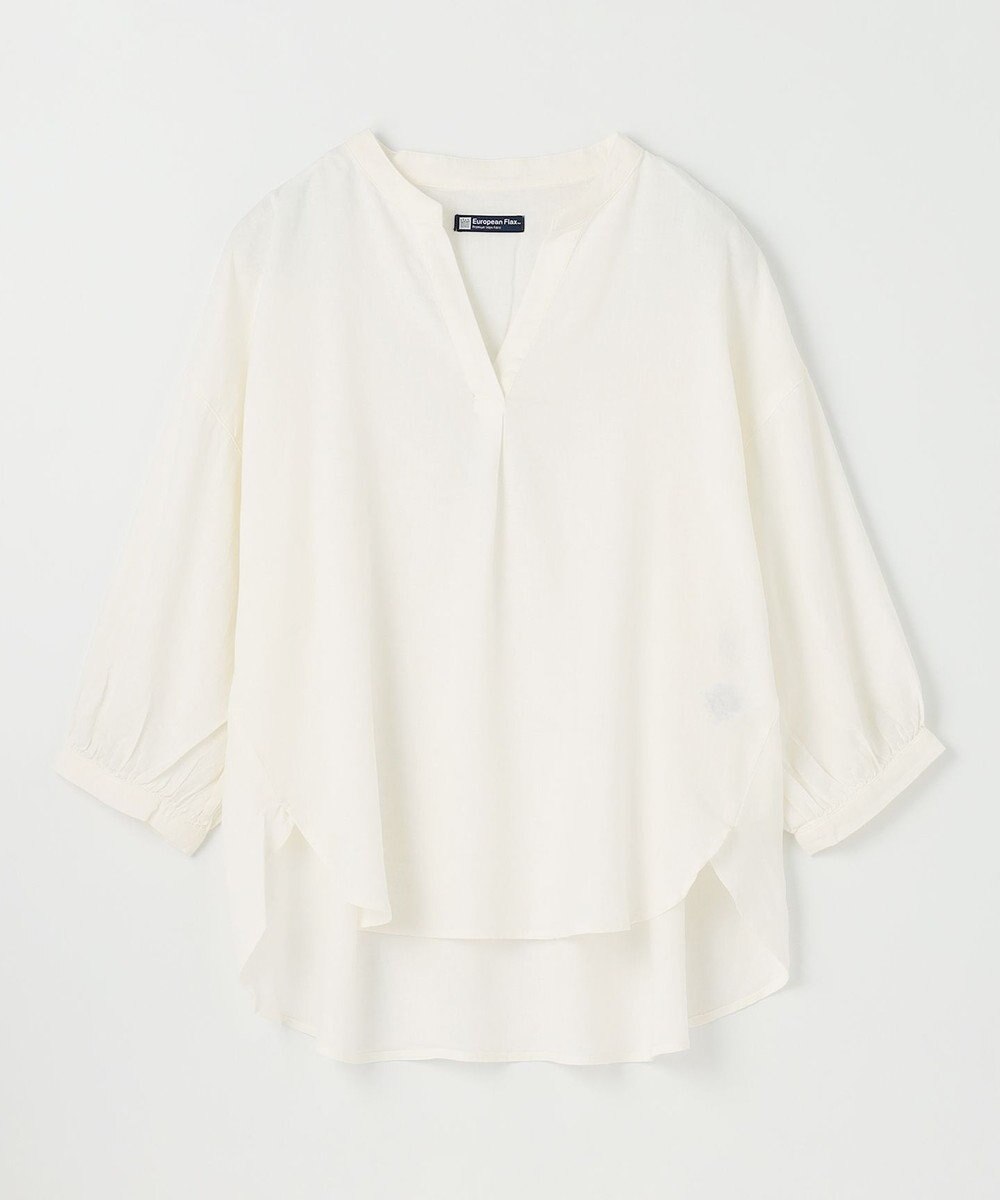 ANY L 【手洗い可能】ヨーロピアンリネンスキッパーネックブラウス 